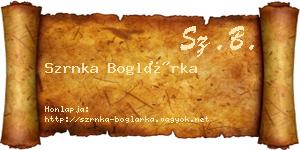 Szrnka Boglárka névjegykártya